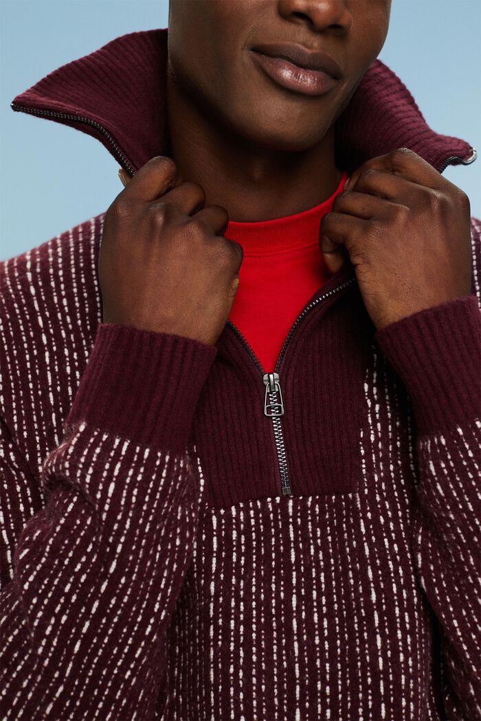 Sweater met rolkraag en lange mouwen, BORDEAUX RED, detail image number 3
