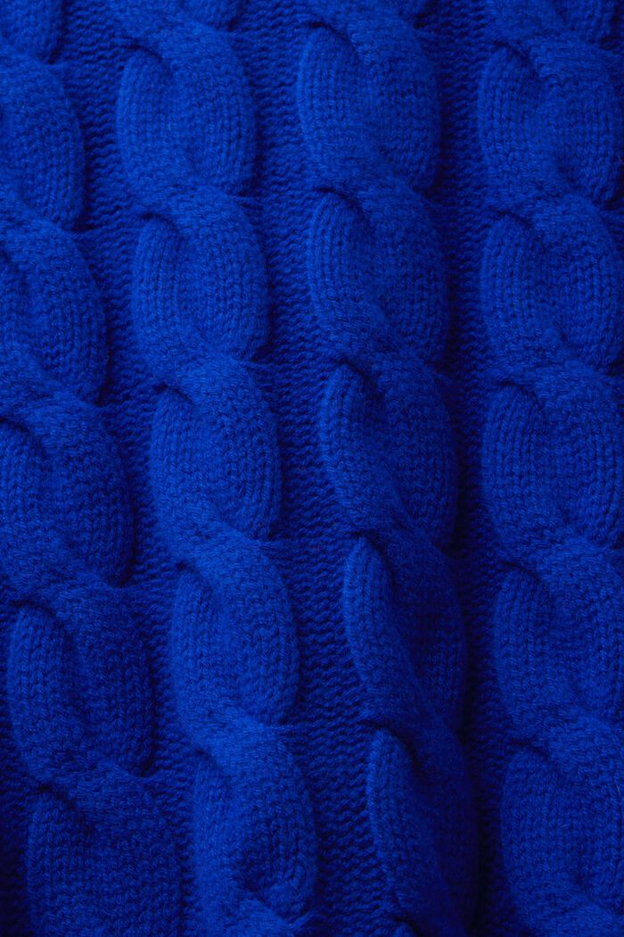 Wollen trui met kabelpatroon, DARK BLUE, detail image number 5