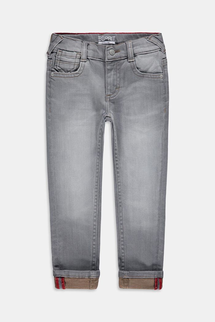 Jeans met een reflecterende logoprint, GREY DARK WASHED, detail image number 0