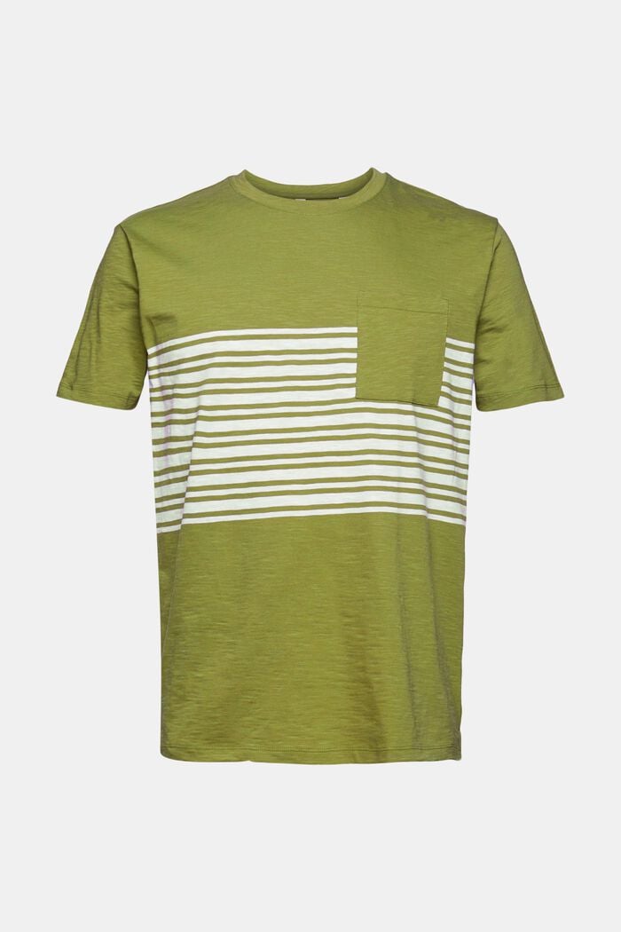 Jersey T-shirt met streepmotief, LEAF GREEN, detail image number 0