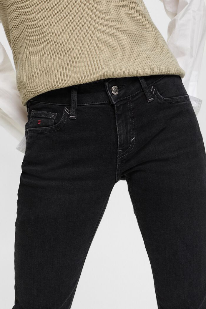 Gerecycled: slim fit-jeans met stretch, BLACK RINSE, detail image number 1