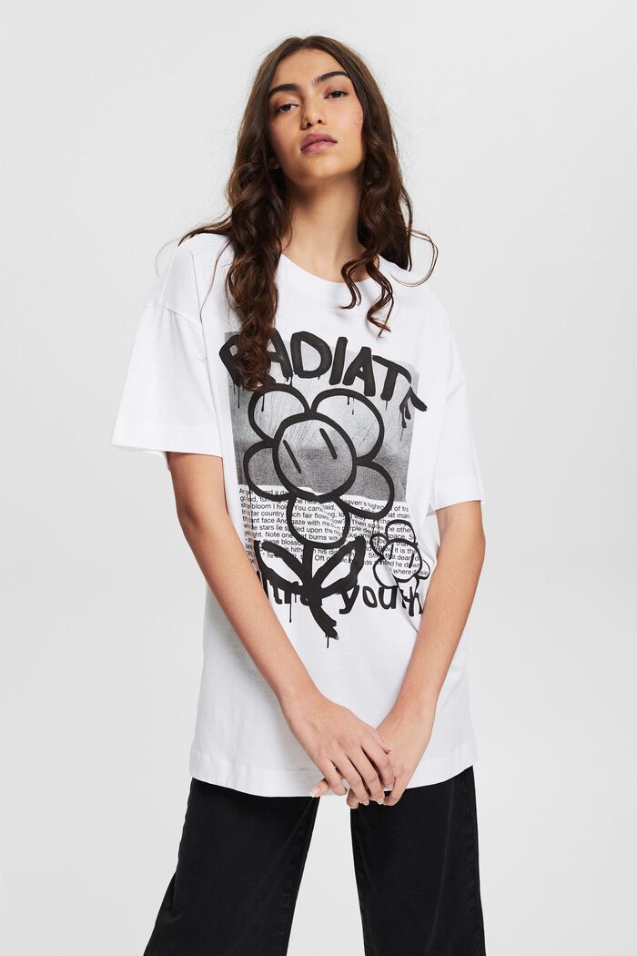 Oversized T-shirt met print, WHITE, overview