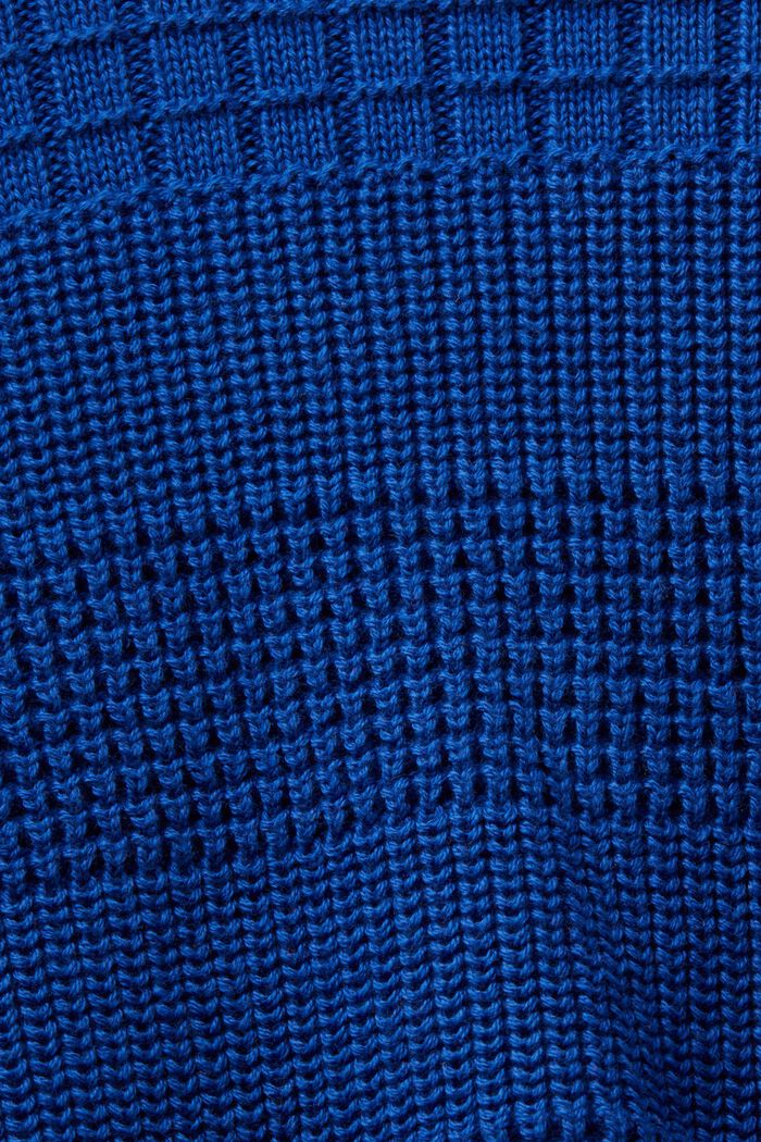 Gestructureerde trui met ronde hals, BRIGHT BLUE, detail image number 5