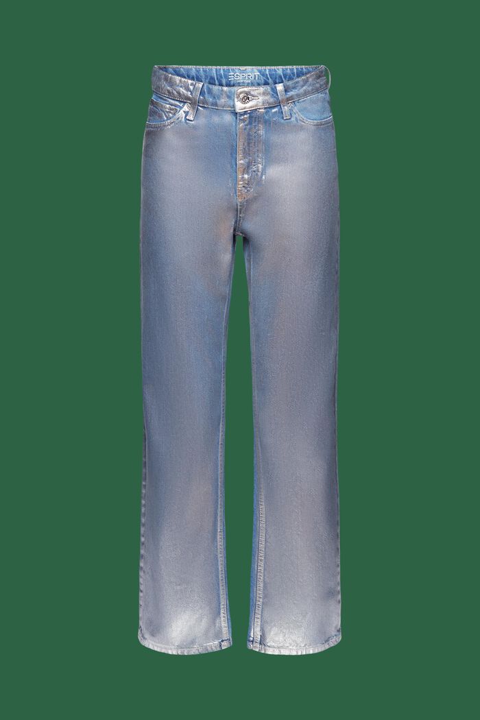 Rechte metallic retro jeans met hoge taille, GREY RINSE, detail image number 7
