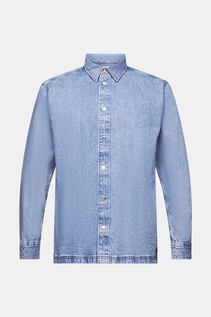 Denim shirt met lange mouwen, BLUE LIGHT WASHED, detail image number 6