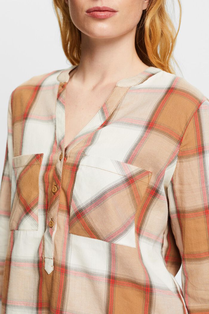 Geruite blouse van katoen, LIGHT TAUPE, detail image number 3