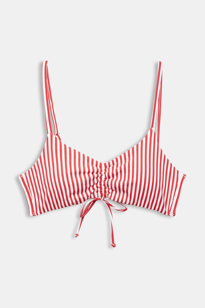 Gestreepte, gewatteerde bikinitop, DARK RED, detail image number 4