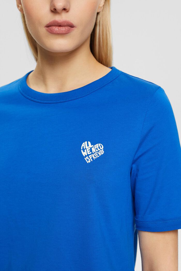 Katoenen T-shirt met hartvorming logo, BLUE, detail image number 2