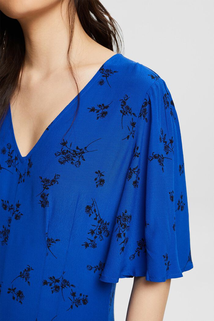 Midi-jurk met V-hals en print, BRIGHT BLUE, detail image number 3
