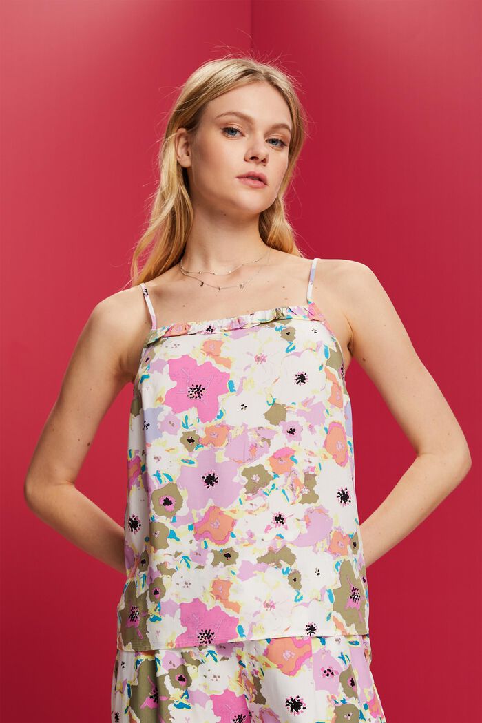 Mouwloze blouse met motief, LENZING™ ECOVERO™, PINK, detail image number 0