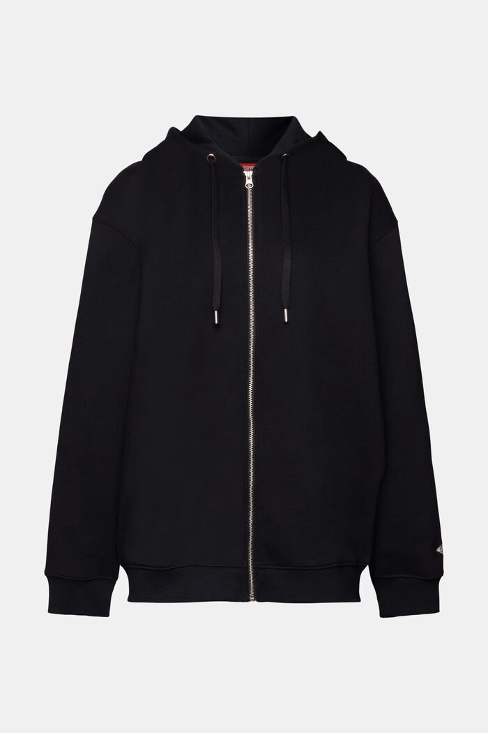 Gerecycled: oversized hoodie met rits, BLACK, detail image number 6