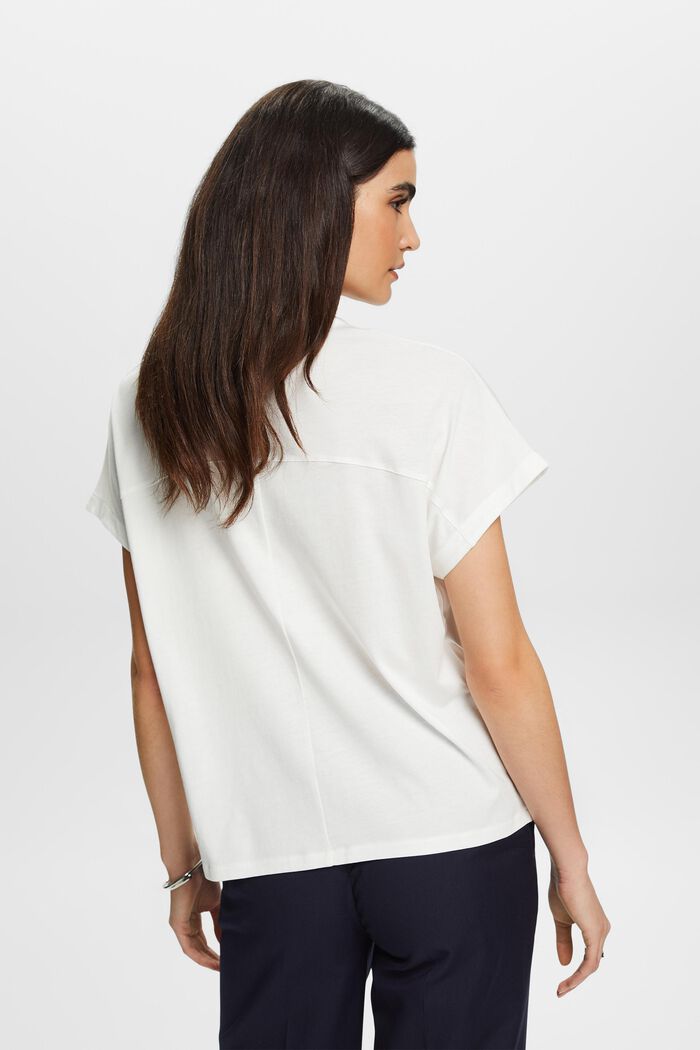 T-shirt van een materiaalmix, OFF WHITE, detail image number 3