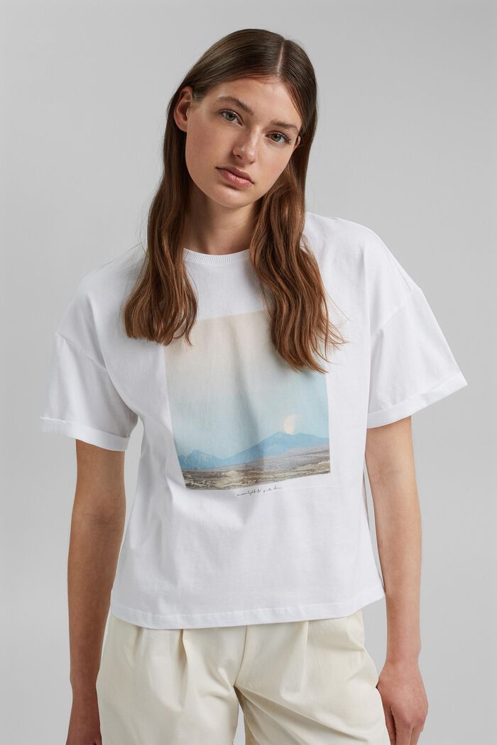 T-shirt met fotoprint, 100% katoen, WHITE, detail image number 0