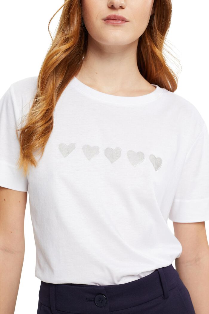 T-shirt met print op de borst, NEW WHITE, detail image number 2