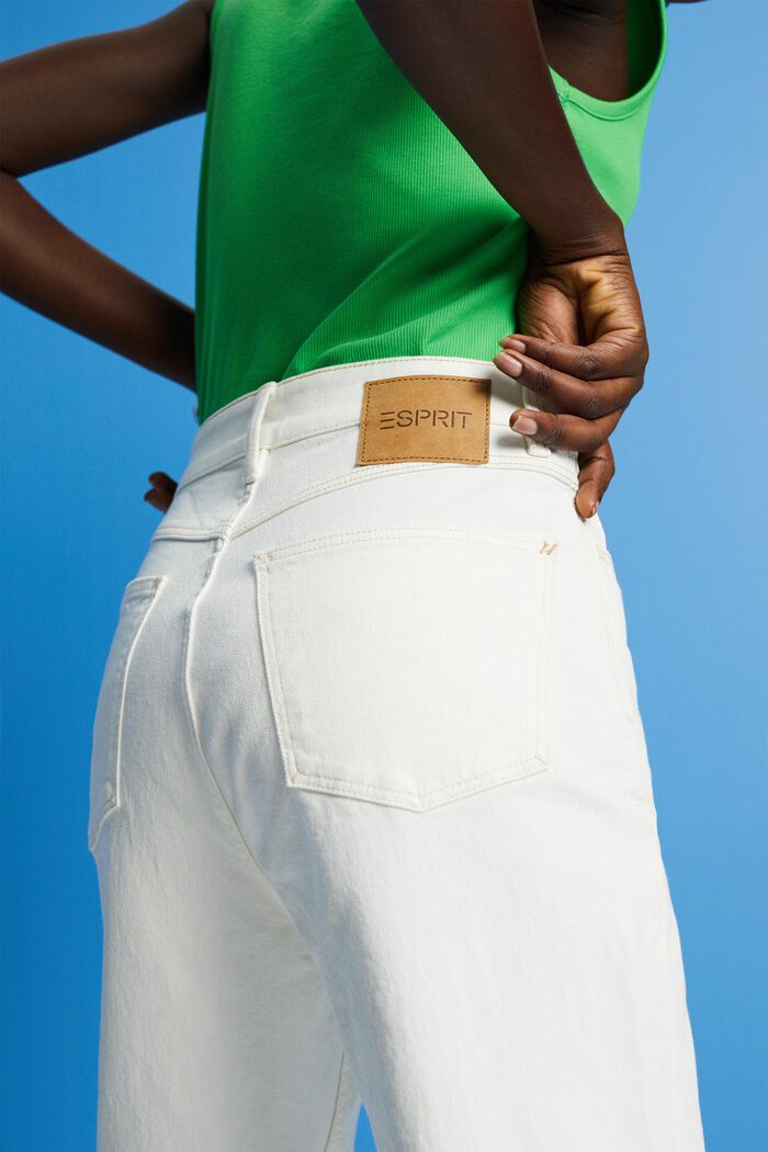 Jeans met hoge taille en pijpomslag, OFF WHITE, detail image number 2