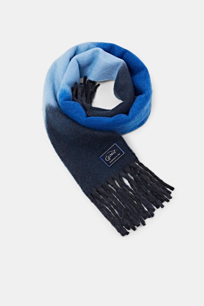 Sjaal met kleurverloop, wolmix, BRIGHT BLUE, detail image number 0