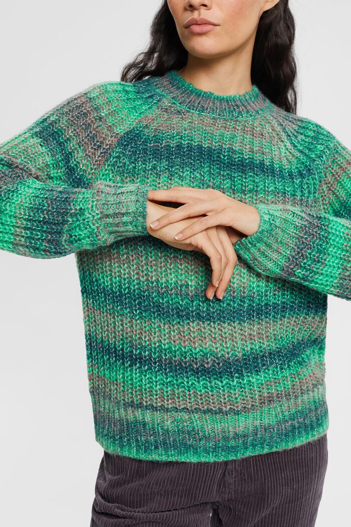 Grof gebreide trui van een wolmix, TEAL GREEN, detail image number 1