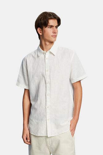 Wit Shirt met korte mouwen van een linnen-katoenmix