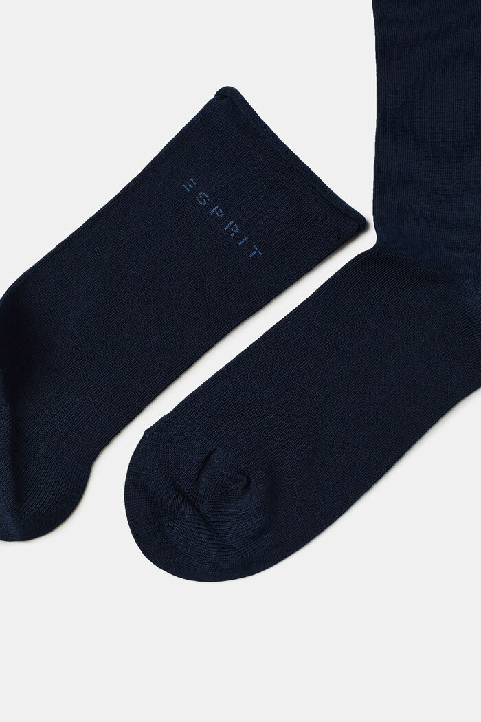 Set van 2 paar sokken met rolrandjes, organic cotton, MARINE, detail image number 1