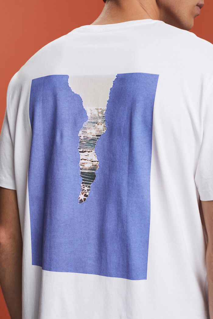 Jersey T-shirt met print op de achterkant, 100% katoen, WHITE, detail image number 2