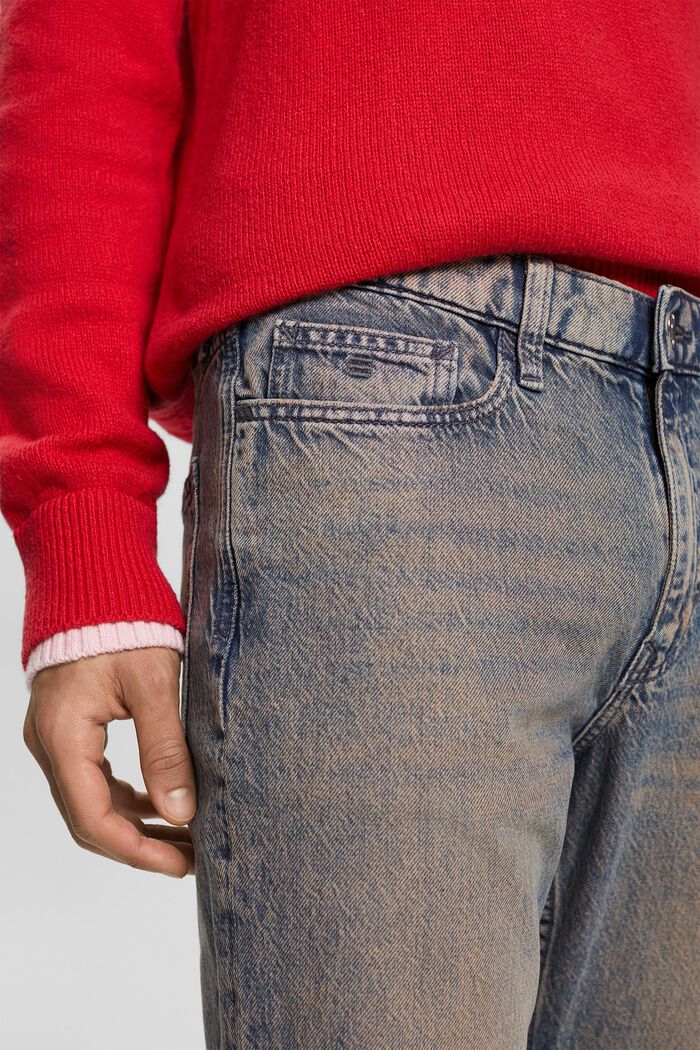 Jeans met middelhoge taille en rechte pijpen, BLUE LIGHT WASHED, detail image number 4