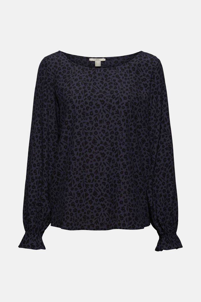 Gebloemde blouse, LENZING™ ECOVERO™, NAVY, detail image number 0