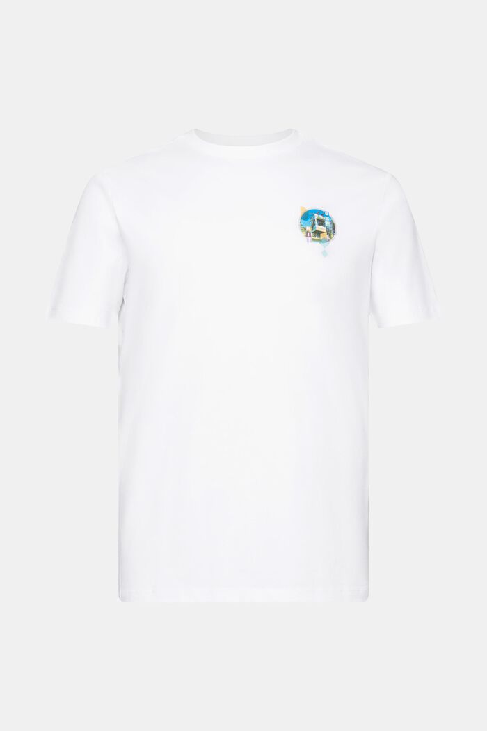 Katoenen T-shirt met slim fit en kleine borstprint, WHITE, detail image number 6