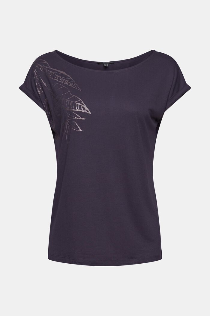 Shirt met metallic print, LENZING™ ECOVERO™, ANTHRACITE, detail image number 2