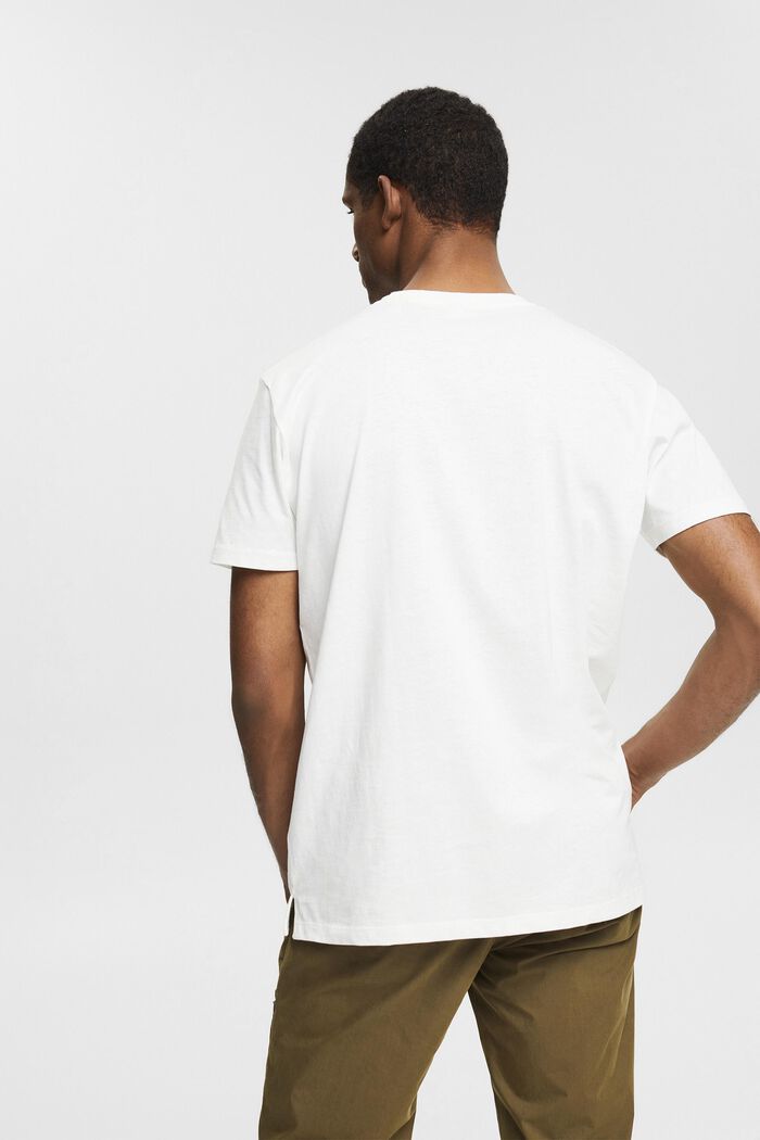 Met linnen: jersey T-shirt met borstzak, OFF WHITE, detail image number 3