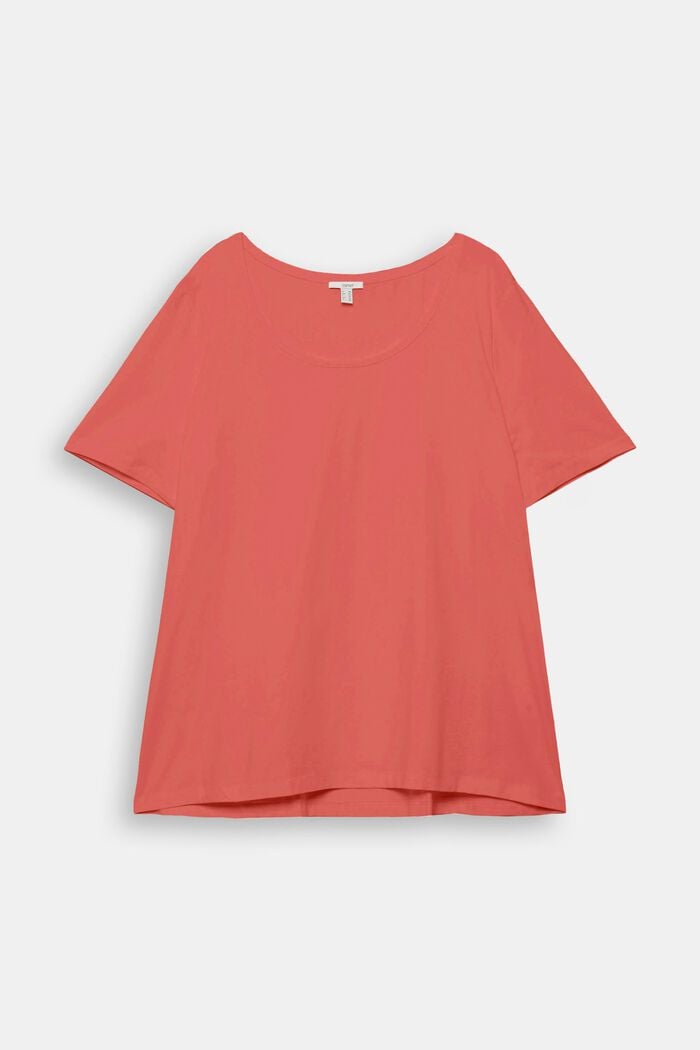 CURVY T shirt van biologisch katoen, CORAL RED, detail image number 2