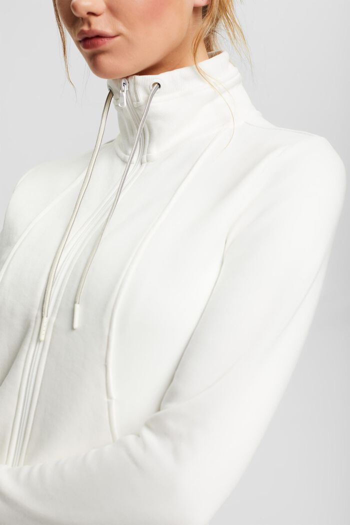 Sweatshirt met rits, katoenmix, OFF WHITE, detail image number 0