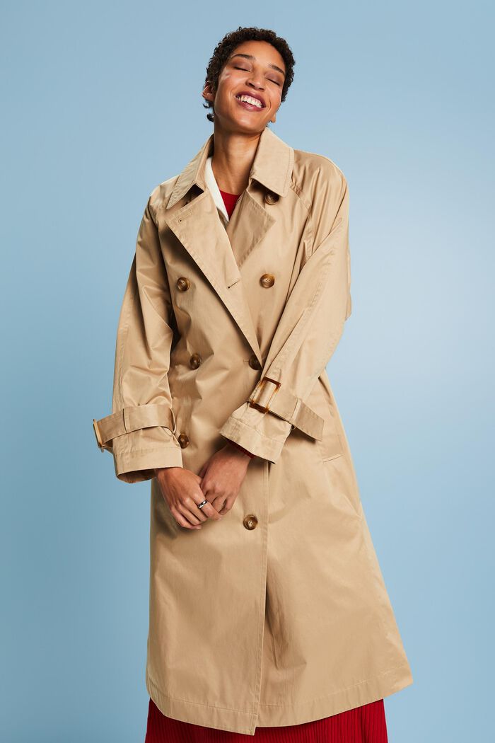 Double-breasted trenchcoat, BEIGE, detail image number 0