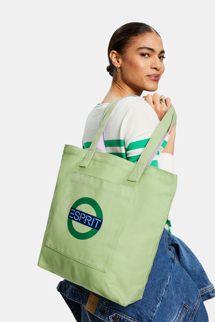 Canvas tote bag met logo, LIGHT GREEN, detail image number 4