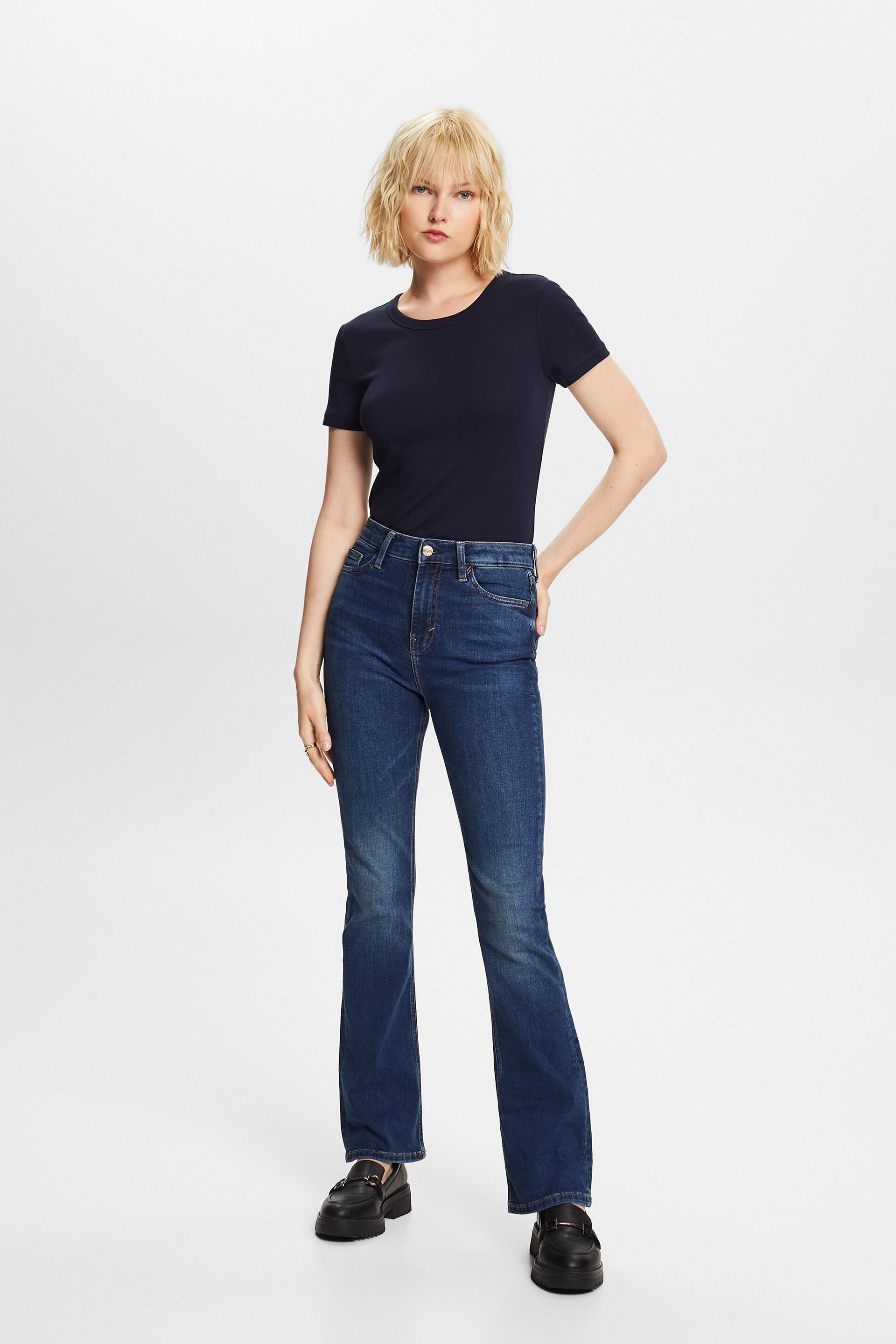 Denim Gerecycled: bootcut jeans met hoge taille