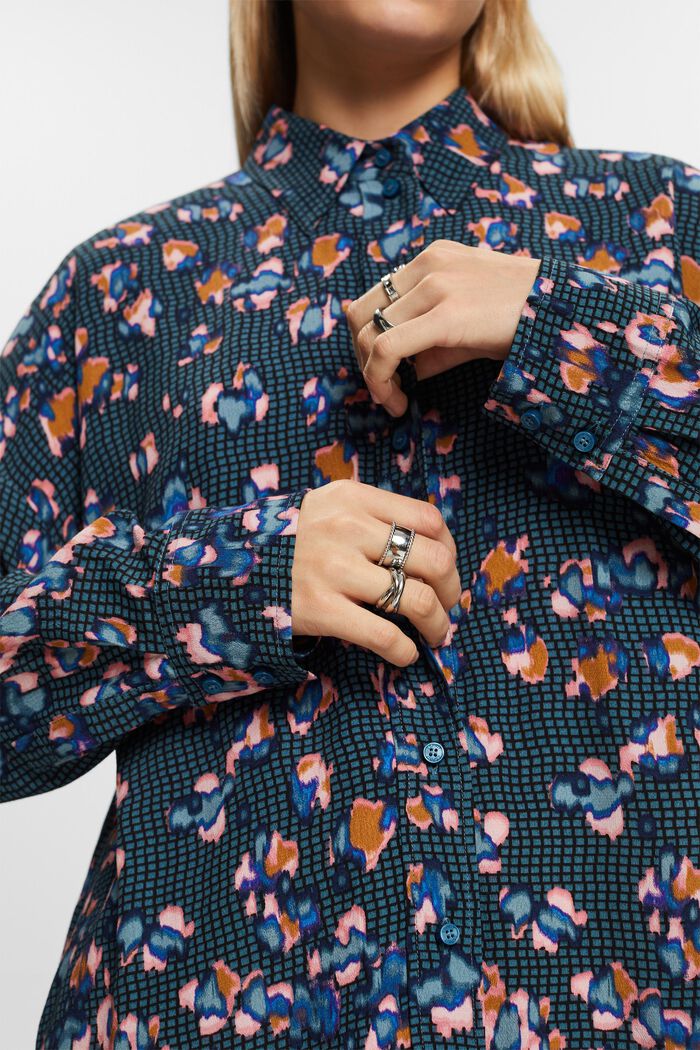Buttondown-overhemd met print, TEAL BLUE, detail image number 1