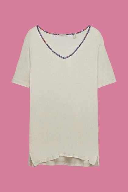 CURVY T-shirt met bloemige paspels, TENCEL™