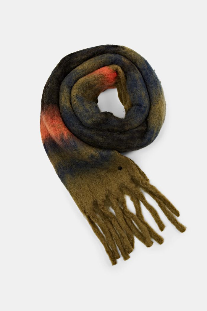 Sjaal met kleurverloop van een wolmix, KHAKI BEIGE, detail image number 0