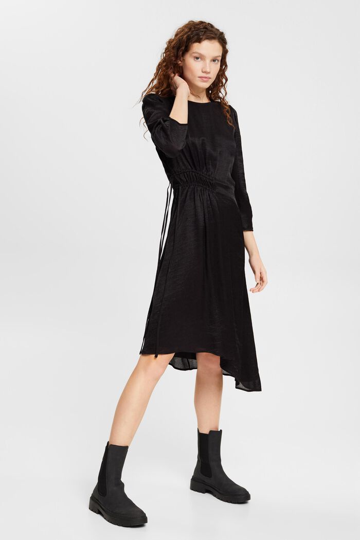 Midi-jurk met asymmetrische zoom, BLACK, detail image number 4