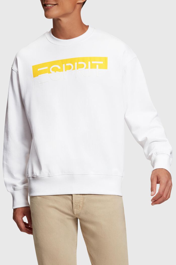 Matglanzend sweatshirt met label, WHITE, detail image number 0