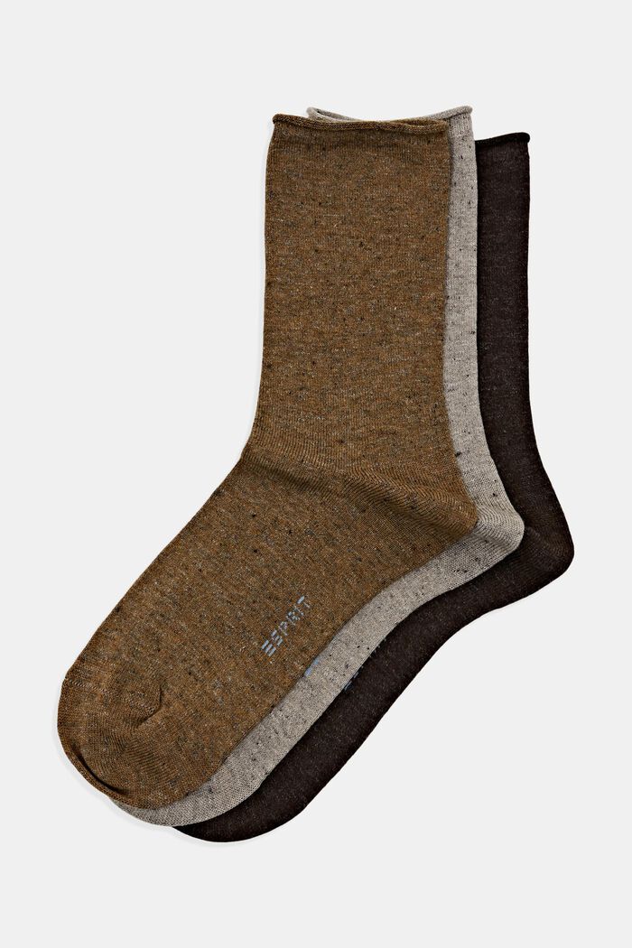 Set van 3 paar sokken met kasjmier, BROWN, overview