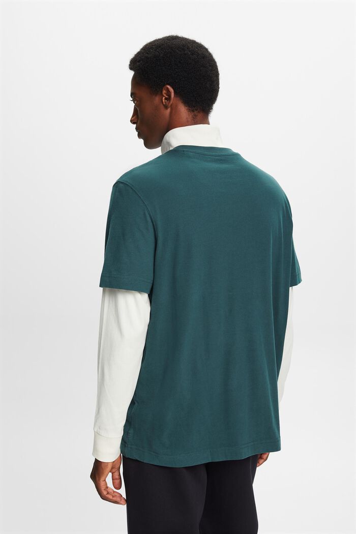 T-shirt van katoen-jersey met ronde hals, EMERALD GREEN, detail image number 3