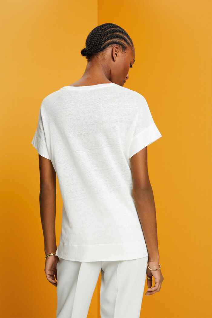 Linnen T-shirt, OFF WHITE, detail image number 3