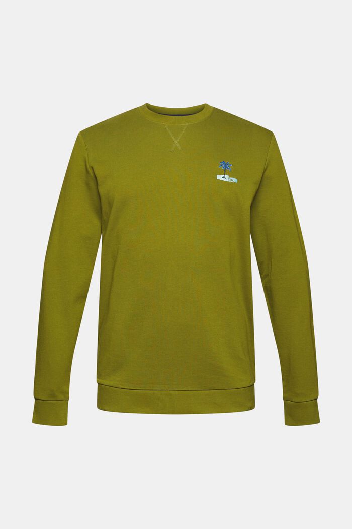 Sweatshirt met klein geborduurd motief, LEAF GREEN, detail image number 6
