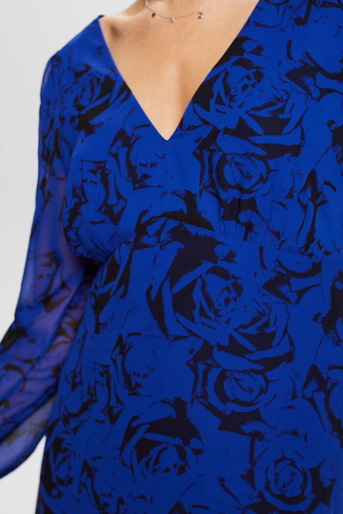 Mini-jurk met V-hals en print, BRIGHT BLUE, detail image number 4
