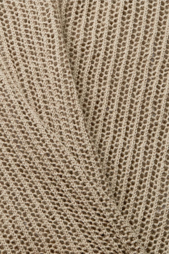 Gebreide trui met opengewerkt design, PALE KHAKI, detail image number 6
