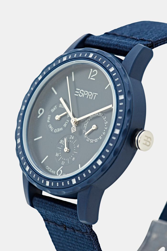Gerecycled: multifunctioneel horloge van plastic uit de zee, BLUE, detail image number 1