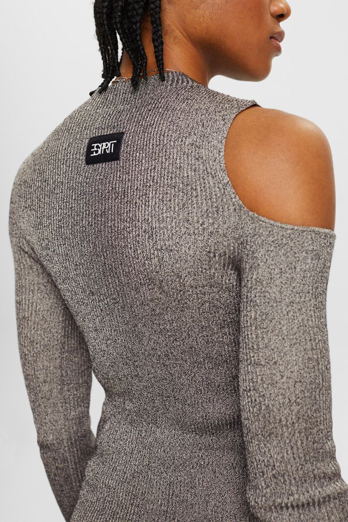 Sweatshirt met cut-outs bij de schouders, GUNMETAL, detail image number 2