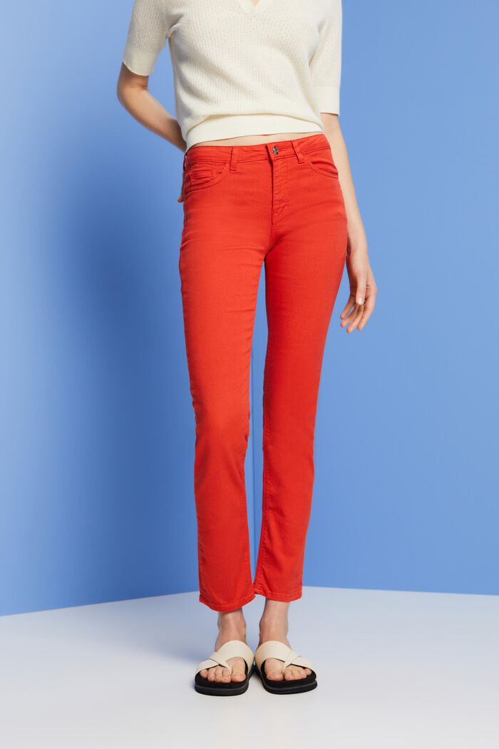 Slim fit-jeans met middelhoge taille, ORANGE RED, detail image number 0