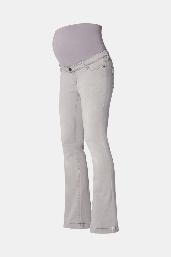 Bootcut-jeans met band boven de buik, GREY DENIM, overview