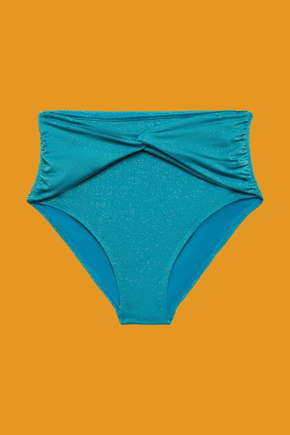 Glinsterend bikinibroekje met hoge taille, TEAL BLUE, overview